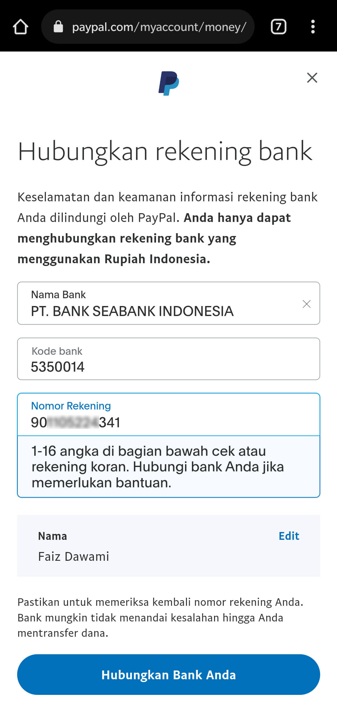 Cara Menghubungkan Rekening SeaBank Ke PayPal