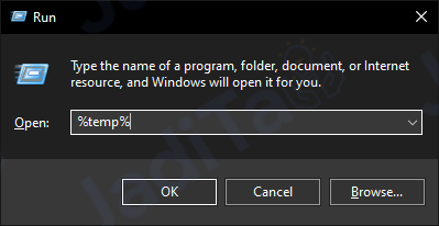 menghapus file temp dengan run