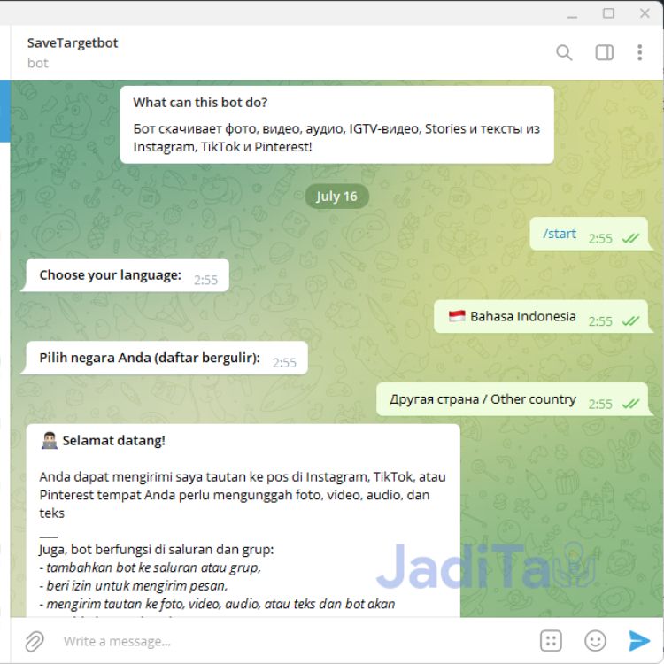 Aktivasi Bot Telegram